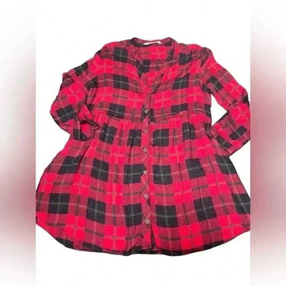 Zara Size XL Red Plaid Mini Dress with Pockets - Picture 4 of 9